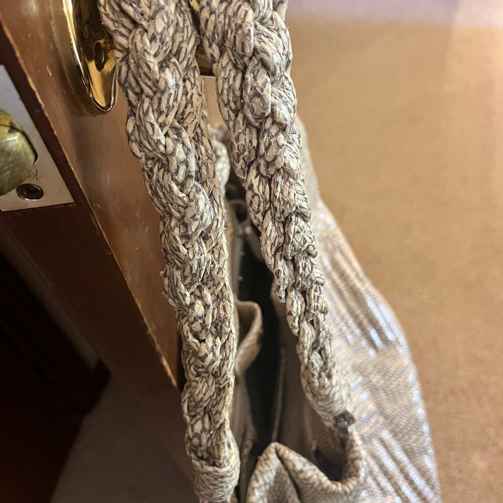 Cole Haan "Laury" Cobra Tote, Cream and Gray - Picture 14 of 14
